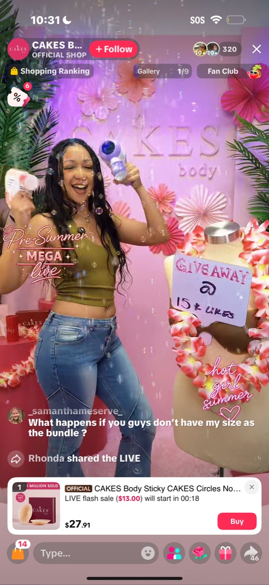MEGA live with giveaways and flash sales in progress
