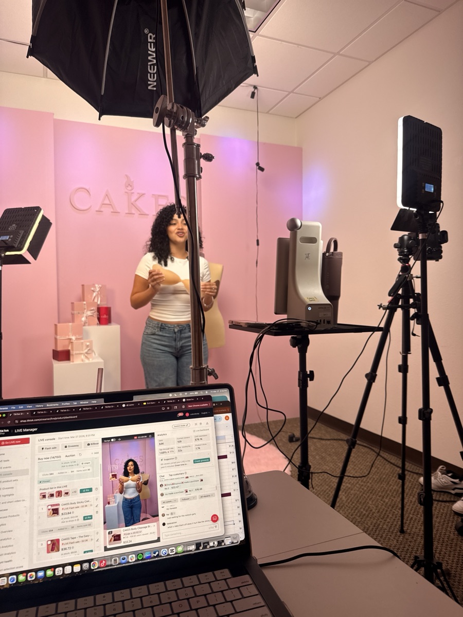 Custom branded livestream set built for CAKES Body