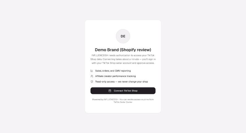 HQ store connection — read-only access to sales, orders, GMV and affiliate creator performance