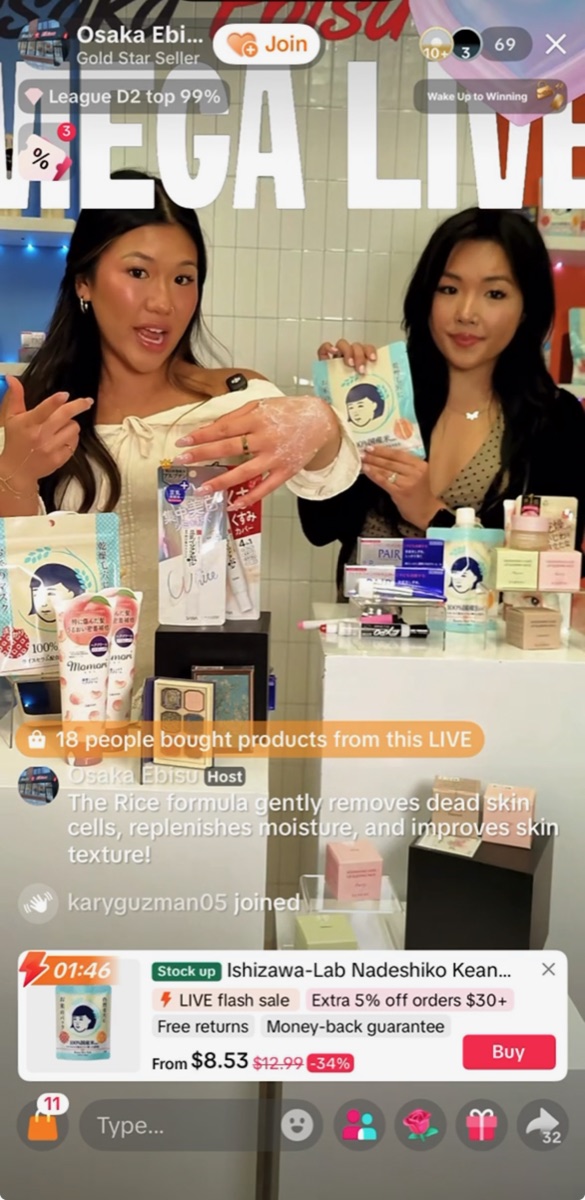 Trained dual hosts selling live on TikTok